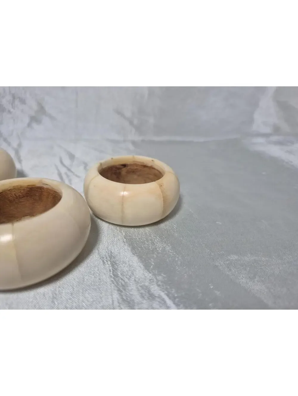 Vintage Aukey Napkin Rings Set of 4 Round Carved Soapstone 1 3/8